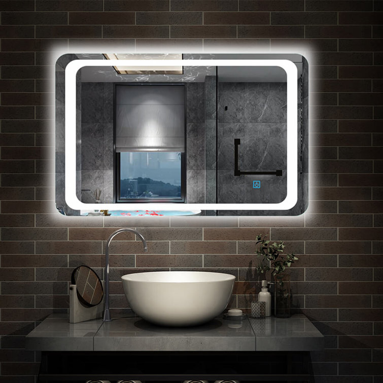 Ivy Bronx 80X60 LED Illuminated Bathroom Mirror With Demister Single